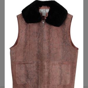 Salmon pink suede snakeskin vest